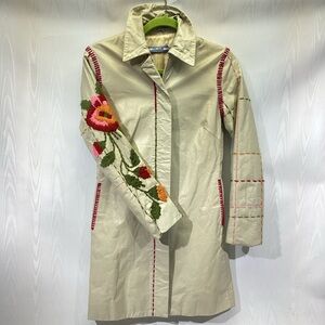 Charlotte Solnicki Baregman Leather Coat Jacket Embroidered Y2K VINTAGE XS